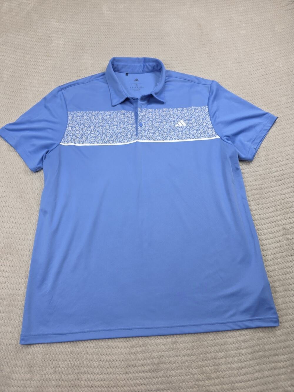 Adidas Shirt Mens XL Performance Polo Periwinkle Blue Short Sleeve